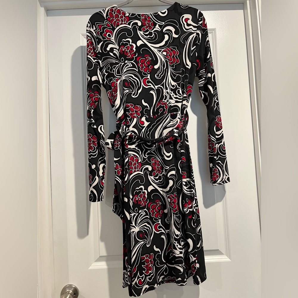 Nicole Miller Long Sleeve Faux Wrap Dress Size Large - Picture 4 of 4
